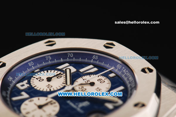 Audemars Piguet Royal Oak Offshore Blue Themes Swiss Valjoux 7750 Automatic Movement Full Steel with Blue Dial and White Arabic Nunmerals - Run 12@Sec - Click Image to Close